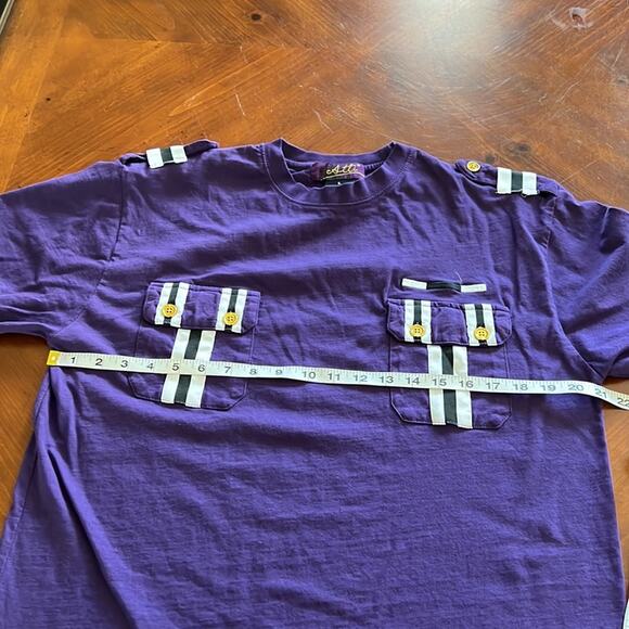 Atti Mens Purple Knit Shirt with Pockets and Epaulettes - Picture 5 of 10